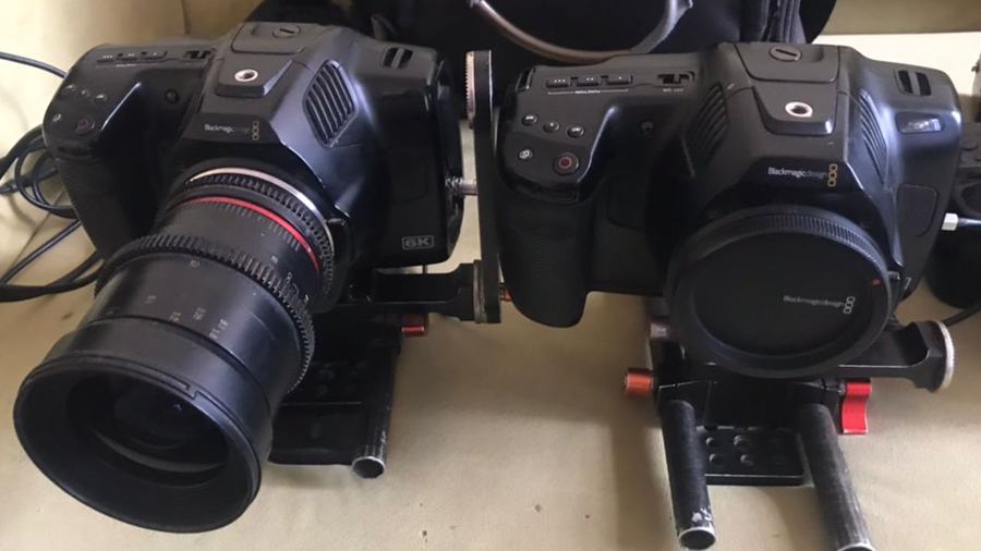 Two Blackmagic Pocket Cinema cameras on rigs